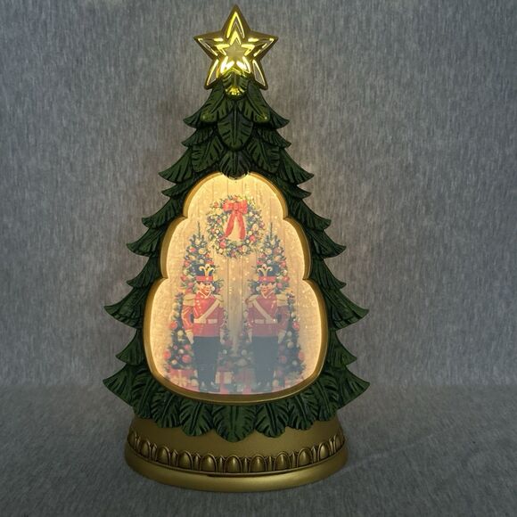 Holiday Traditions Illuminated Glitter Tree Santa Snow Globe Christmas-Works! - Picture 12 of 16